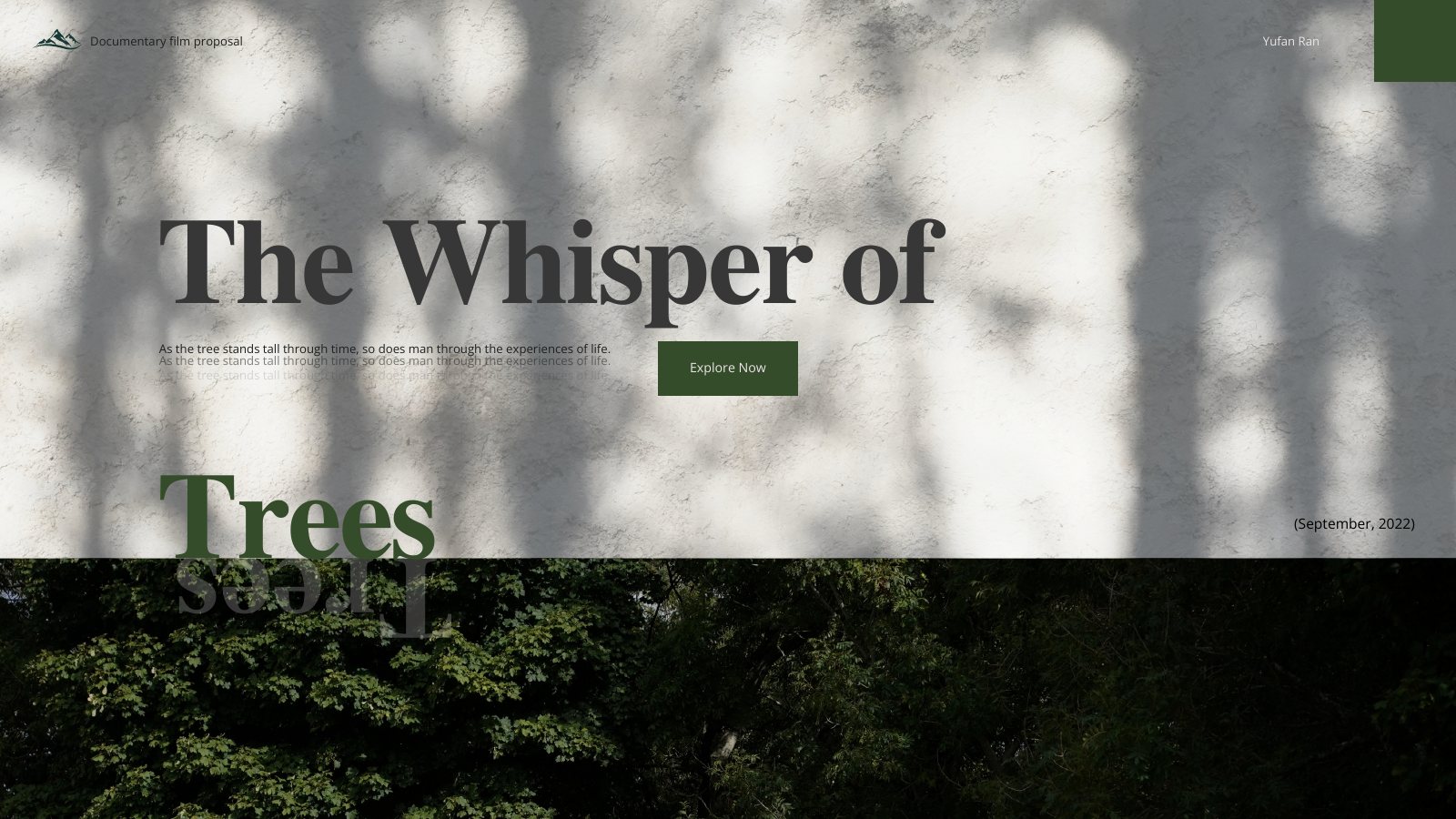 The Whisper of Trees documentary proposal cover